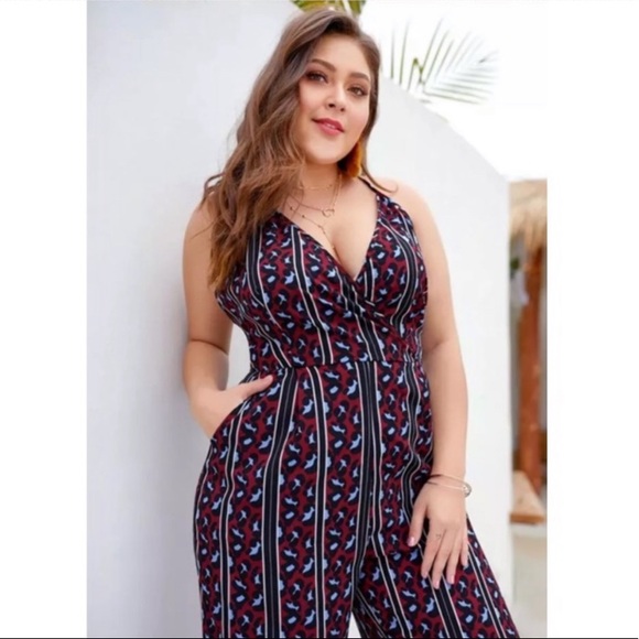 Plus Size Strappy Back Animal Print Pantsuit - Picture 5 of 5